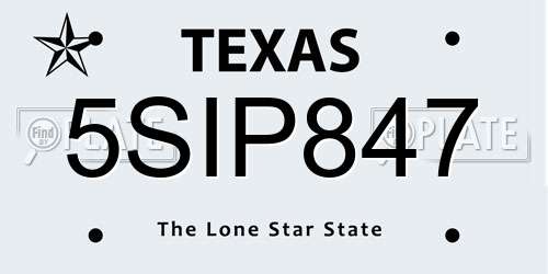 5SIP847 Texas License Plate