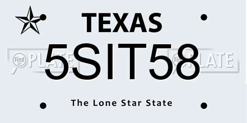 5SIT58 Texas License Plate