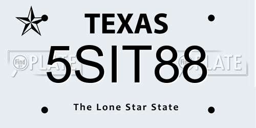 5SIT88 Texas License Plate