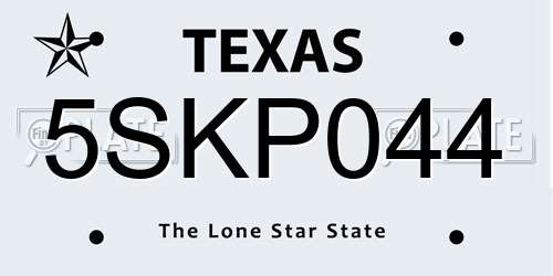 5SKP044 Texas License Plate
