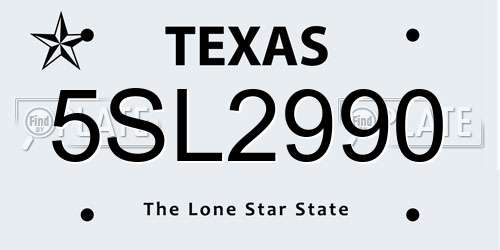5SL2990 Texas License Plate