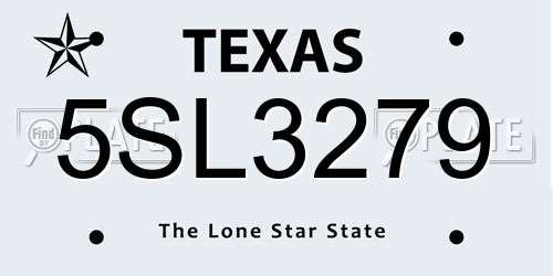 5SL3279 Texas License Plate
