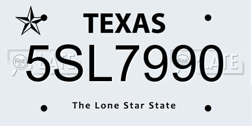 5SL7990 Texas License Plate
