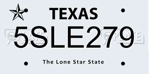 5SLE279 Texas License Plate