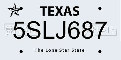 5SLJ687 Texas License Plate
