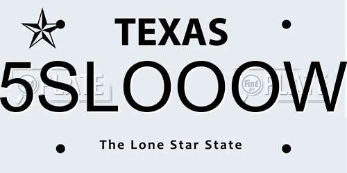 5SLOOOW Texas License Plate