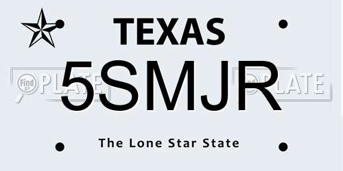 5SMJR Texas License Plate