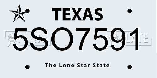 5SO7591 Texas License Plate