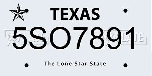 5SO7891 Texas License Plate