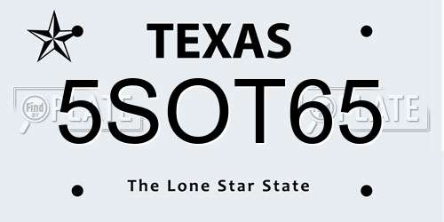 5SOT65 Texas License Plate