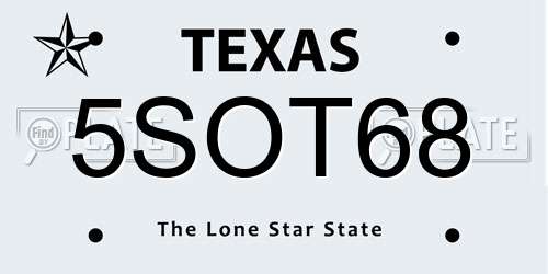 5SOT68 Texas License Plate