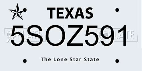 5SOZ591 Texas License Plate