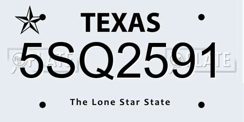 5SQ2591 Texas License Plate