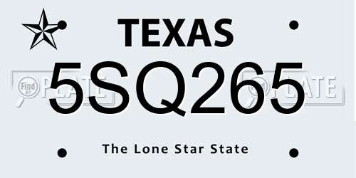 5SQ265 Texas License Plate