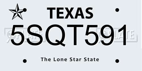 5SQT591 Texas License Plate