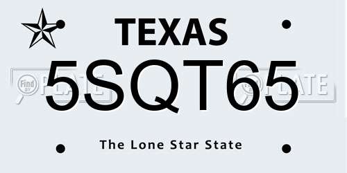 5SQT65 Texas License Plate