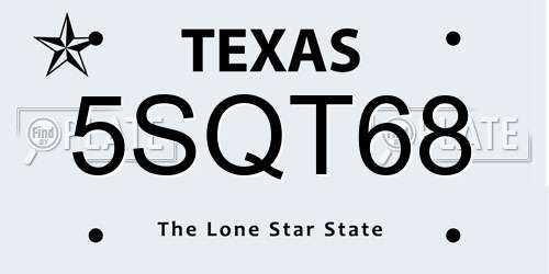 5SQT68 Texas License Plate
