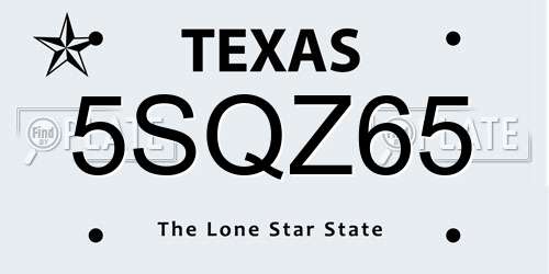 5SQZ65 Texas License Plate