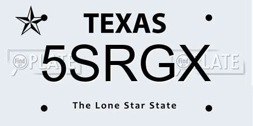 5SRGX Texas License Plate