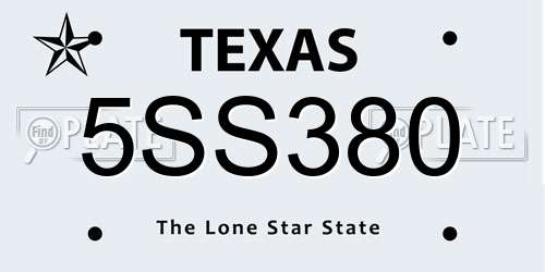 5SS380 Texas License Plate