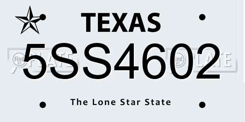 5SS4602 Texas License Plate