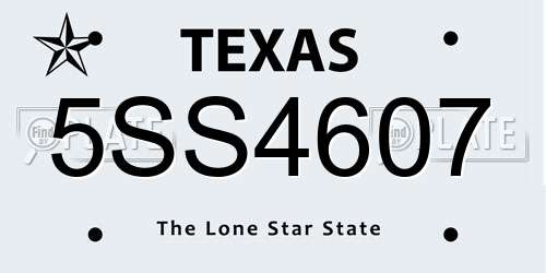 5SS4607 Texas License Plate