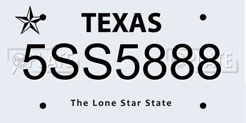 5SS5888 Texas License Plate