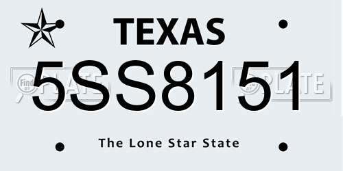 5SS8151 Texas License Plate