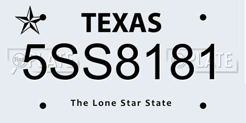 5SS8181 Texas License Plate