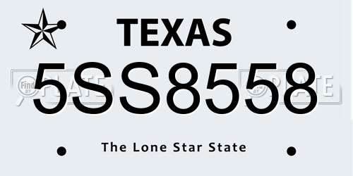 5SS8558 Texas License Plate