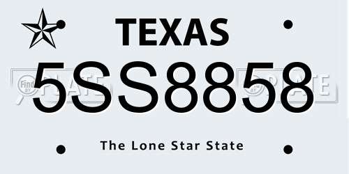 5SS8858 Texas License Plate