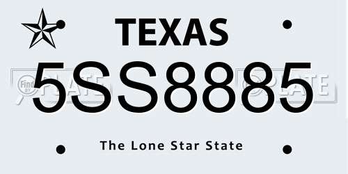5SS8885 Texas License Plate