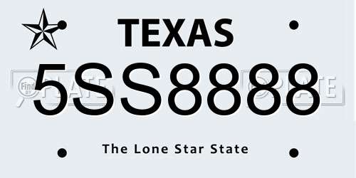 5SS8888 Texas License Plate