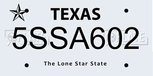 5SSA602 Texas License Plate
