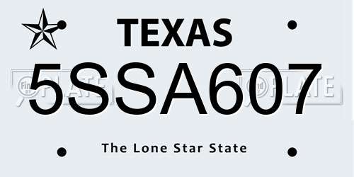 5SSA607 Texas License Plate