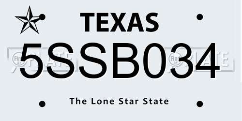 5SSB034 Texas License Plate