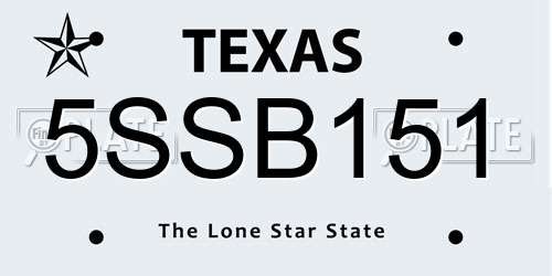 5SSB151 Texas License Plate