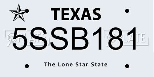 5SSB181 Texas License Plate