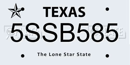 5SSB585 Texas License Plate