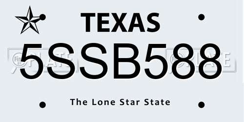 5SSB588 Texas License Plate
