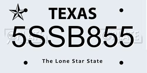 5SSB855 Texas License Plate