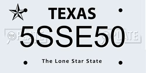5SSE50 Texas License Plate