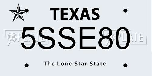 5SSE80 Texas License Plate