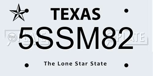 5SSM82 Texas License Plate