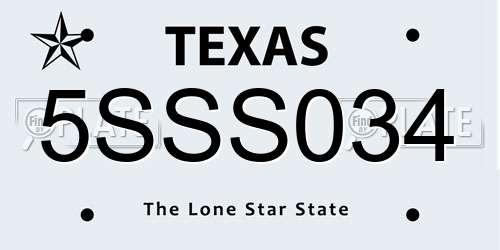 5SSS034 Texas License Plate