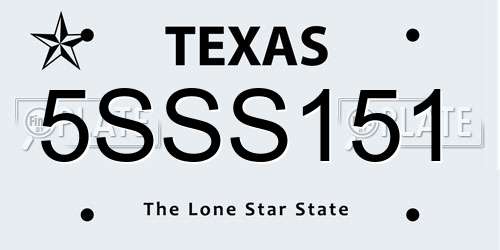 5SSS151 Texas License Plate