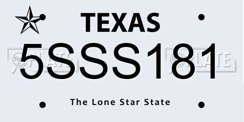 5SSS181 Texas License Plate