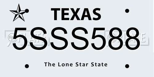 5SSS588 Texas License Plate
