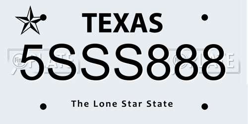 5SSS888 Texas License Plate