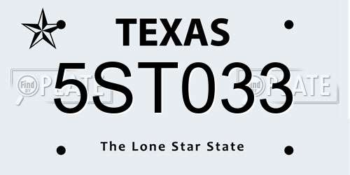 5ST033 Texas License Plate